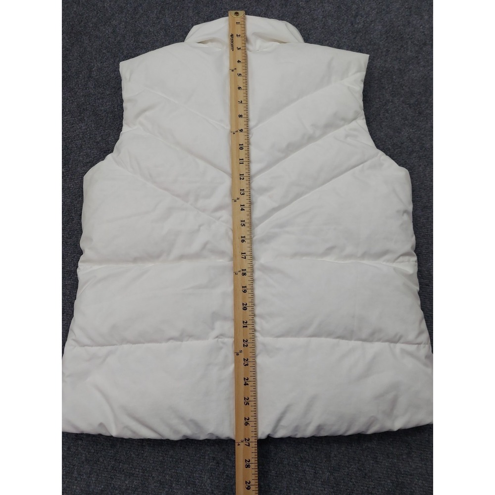 Columbia Down Vest Women Large White Green Full Zip Goose Puffer Mock Neck Zip - Picture 9 of 13